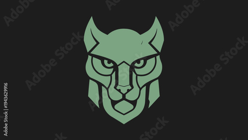 Stylized Geometric Lynx Head Emblem on Dark Background.
