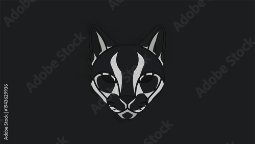Stylized Cat Face Emblem with Striking White Markings.