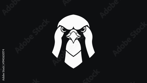 Stylized Falcon Head Emblem on Black Background.