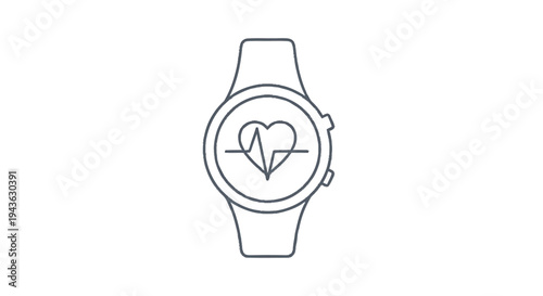 Smartwatch displaying heart rate monitor graphic.