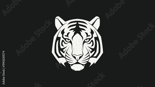 Striking White Tiger Head Graphic Design.