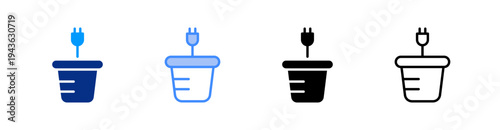 Plug Multiple Style Icon Set Vector 