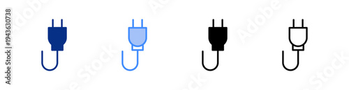 Plug Multiple Style Icon Set Vector 