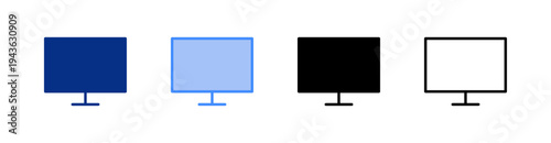 Lcd Multiple Style Icon Set Vector 