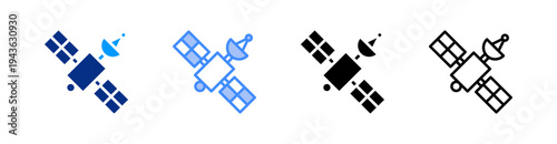 Satellite Multiple Style Icon Set Vector 