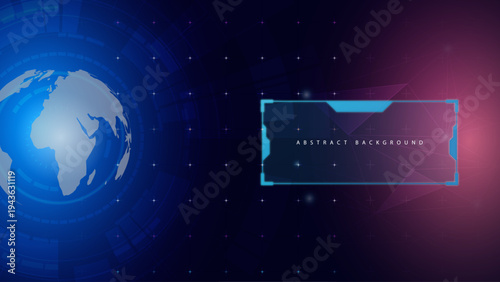 Futuristic Digital Interface Frame with Globe and Star Grid