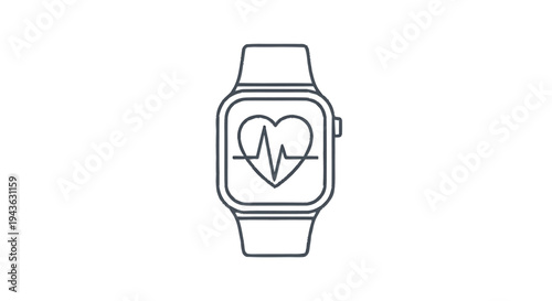 Smartwatch displaying heart rate monitor graphic.