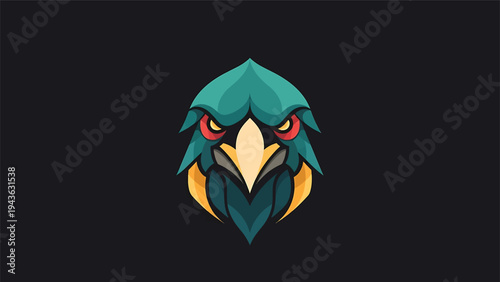 Stylized Eagle Head Emblem with Fierce Expression.
