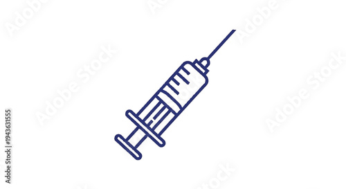 Simple Line Art Illustration of a Medical Syringe.