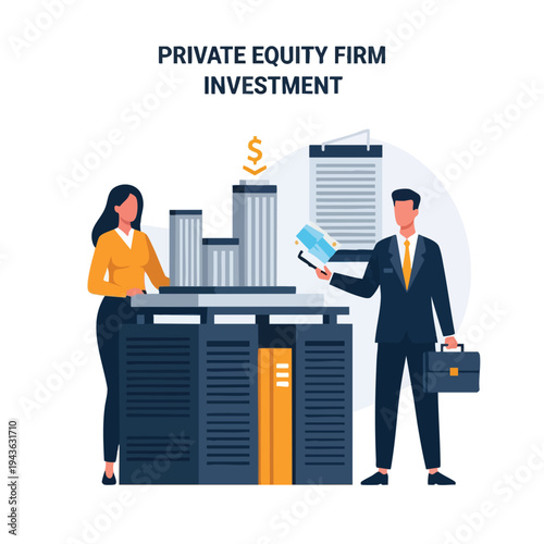 Business people analyze financial growth charts, symbolizing private equity investment