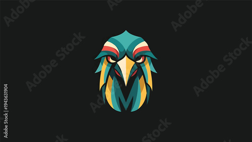 Stylized Colorful Eagle Head Logo Design.