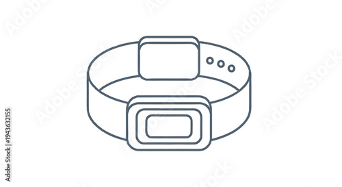 Simple Line Drawing of a Pet Collar with Buckle.