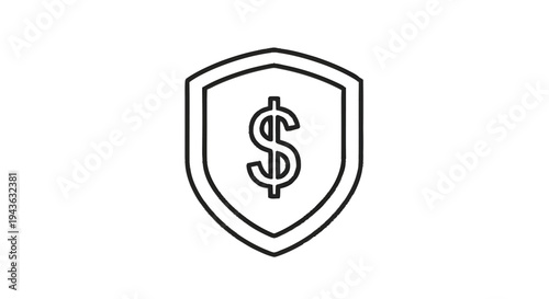 Shield with Dollar Sign Icon Representing Financial Security.