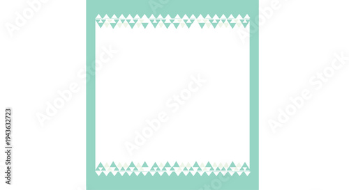simple square frame with a light green background features a geometric border of white and dark green triangles for modern graphic projects.