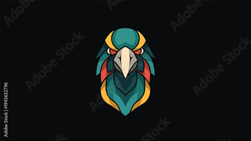 Stylized Eagle Head Emblem with Fierce Expression.