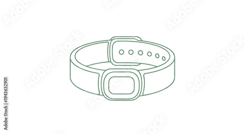 Simple Line Drawing of a Smart Fitness Tracker Band.