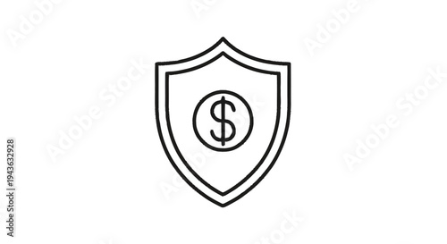 Shield with Dollar Sign Icon Representing Financial Security.