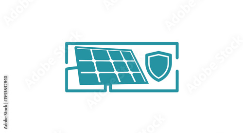 Solar Panel Protection Shield Icon Renewable Energy Concept.