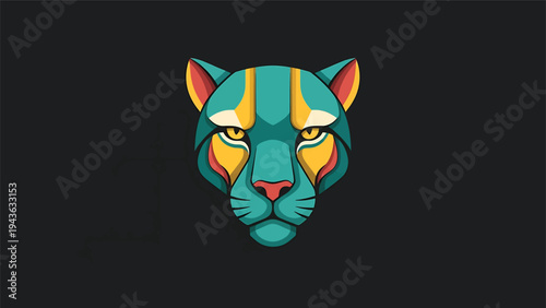 Stylized Geometric Cheetah Head Logo Design.