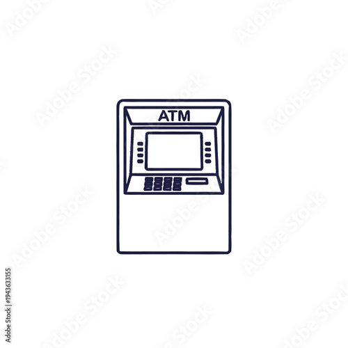 Simple Line Drawing of an ATM Machine.