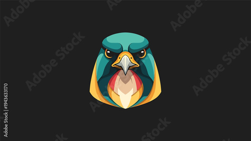 Stylized Falcon Head Emblem with Intense Gaze.