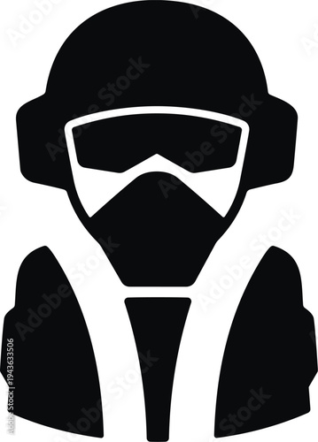 Protective gear silhouette, safety icon, tactical vector, hazard clipart, uniform design, soldier motif, responder symbol, helmet illustration, defense graphic, concept art