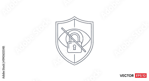 Shield with Eye and Lock Symbol for Privacy and Security.