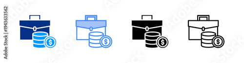 Financial Portfolio Multiple Style Icon Set Vector 