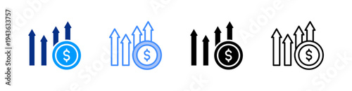 Fluctuation Multiple Style Icon Set Vector 