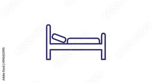 Simple Line Art Icon of a Hospital Bed.