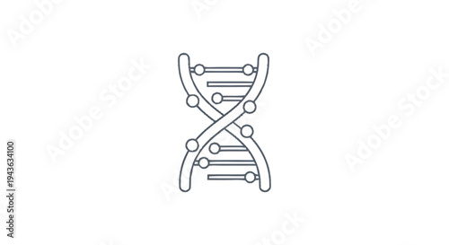 Stylized DNA Double Helix Structure Icon in Outline.