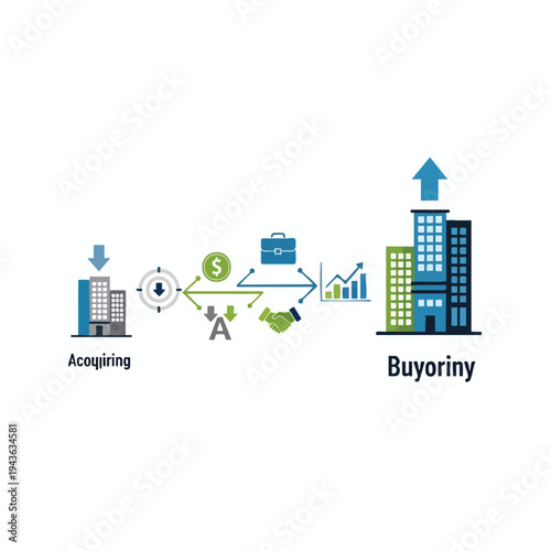 Process flow from acquisition to buyouts, involving money, agreement, and growth