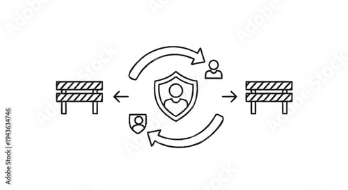 Security Shield Protecting User Data Between Barriers.
