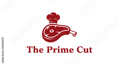 Premium red meat cut (steak) with a chef's hat, symbolizing gourmet butchery and quality dining, on an isolated white background.