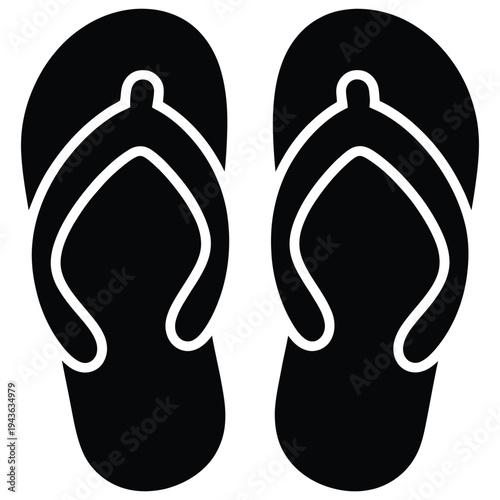 Vector illustration of a pair of footprints and feet with flip flops and sandals