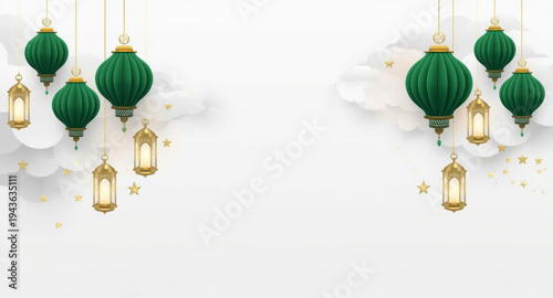 Minimalist Eid al-Fitr Design with Hanging Ornaments