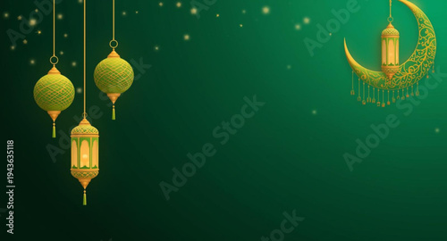 Minimalist Eid al-Fitr Greeting Design with Islamic Ornaments.