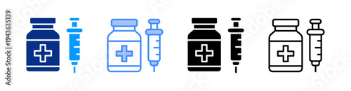 Vaccine Multiple Style Icon Set Vector 