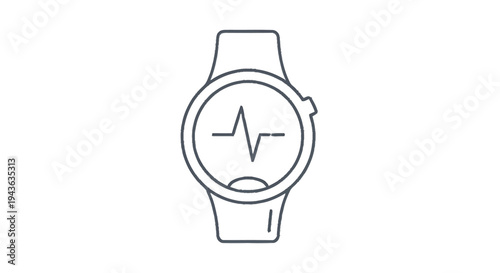 Smartwatch displaying heart rate monitor line graph.