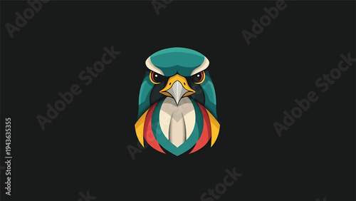 Stylized Falcon Head Emblem with Vibrant Colors.