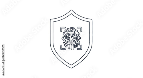 Security Shield with Eye and Fingerprint Scan Icon.