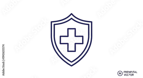Shield with Medical Cross Icon Representing Health and Safety.