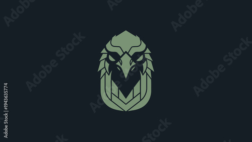 Stylized Eagle Head Emblem with Geometric Feather Details.