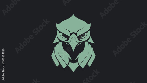 Stylized Eagle Head Emblem with Intense Gaze.