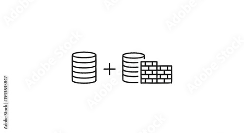 Stack of Coins and Brick Wall Combination Icon.