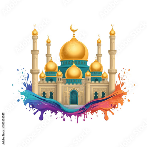 Mosque with golden dome