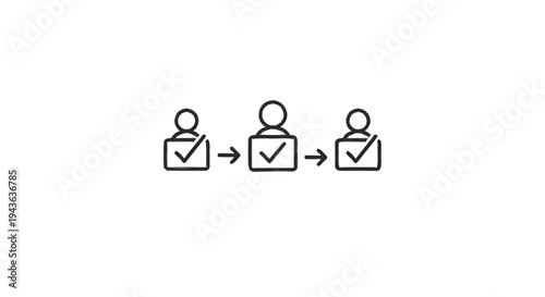 Simple Workflow Process with People Icons and Checkmarks.
