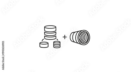 Stack of Coins and Pipe Icon.