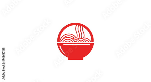 Red ramen bowl logo on white background.