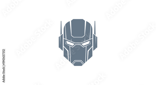 Robot head icon with glowing eyes.
